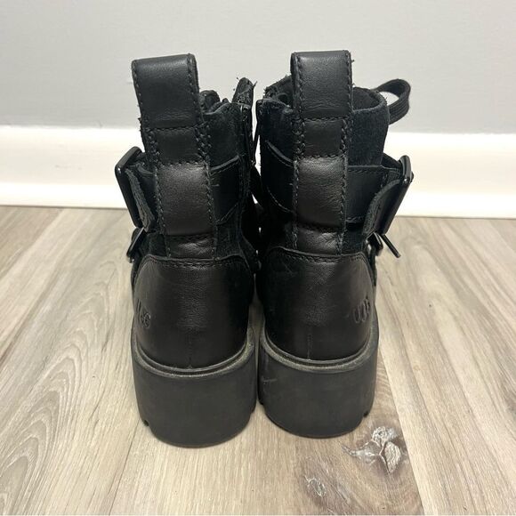 Ugg Boots Women’s 5 Zorrah Black Suede Leather Combat Ankle with Buckle Detail - Picture 4 of 8